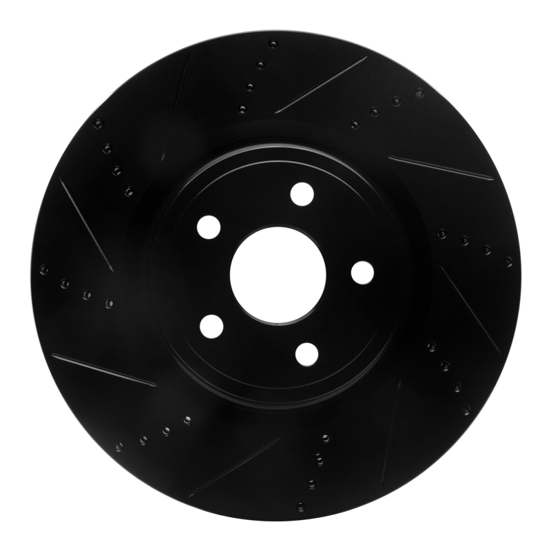 Dodge Durango Brake Rotor (1) - Front Left - R1 Concepts - Drilled & Slotted - Black - `12-`25